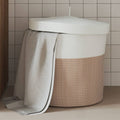 Vidaxl opbergmand met deksel ø 40x35 cm katoen bruin en wit