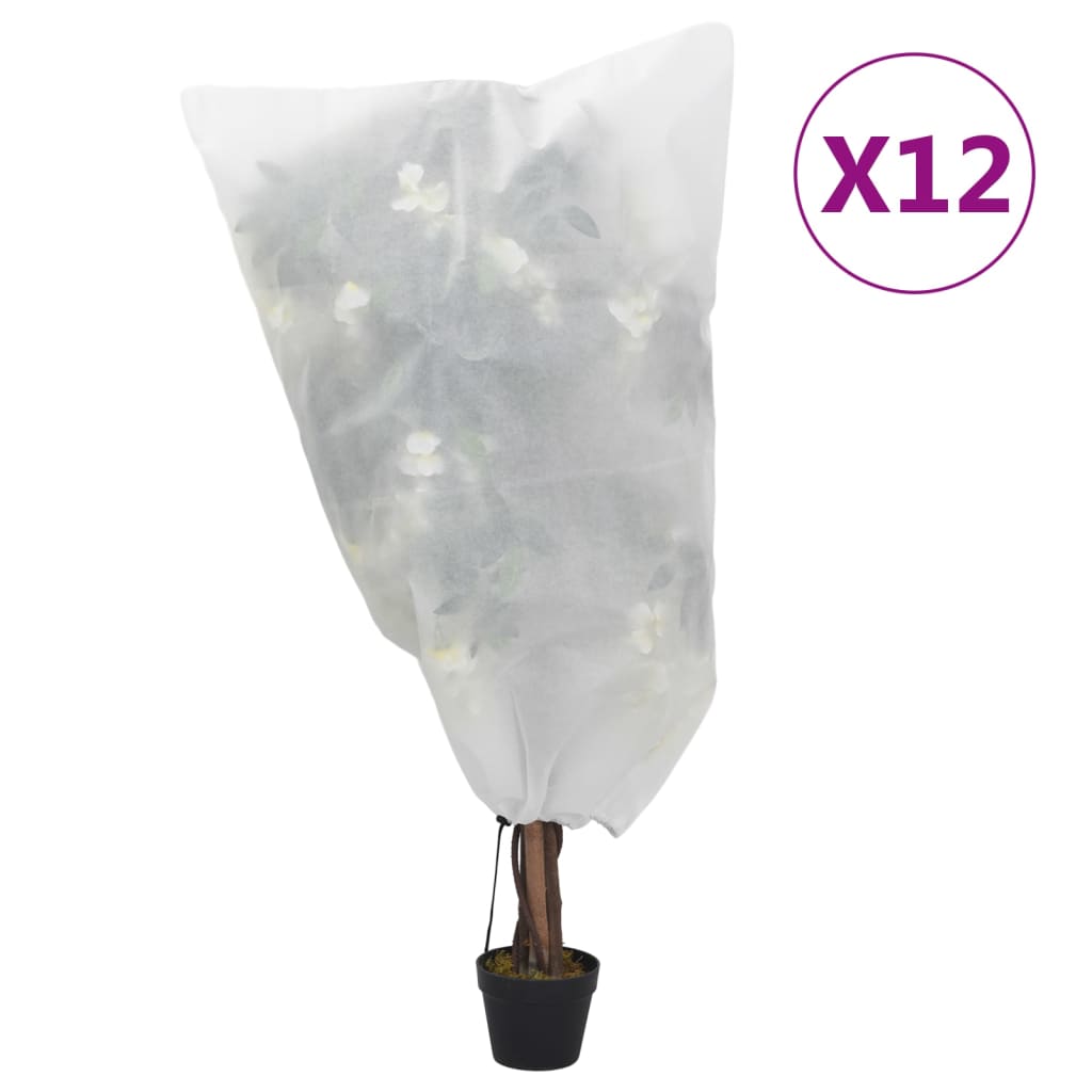 VidaXL Plantenhoezen met trekkoord 12 st 70 g m² 0,8x1 m