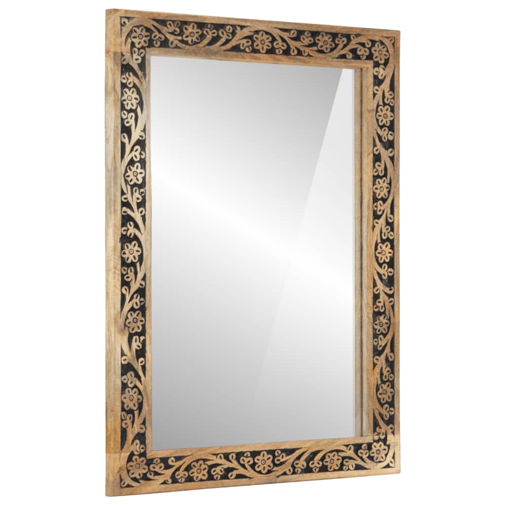 VidaXL Badezimmerspiegel 50x70x2,5 cm Festes Mangoholz und Glas