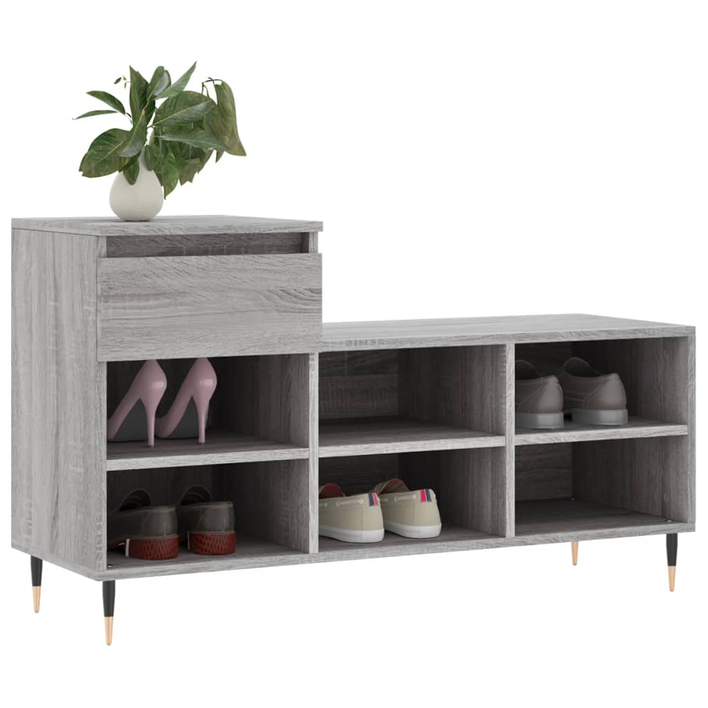 VIDAXL -Schuhschrank 102x36x60 cm eigentiertes Holz Sonoma Grey