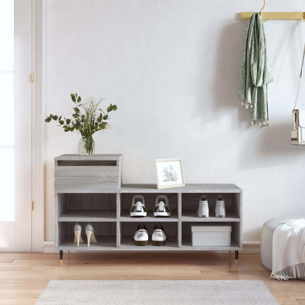 VIDAXL -Schuhschrank 102x36x60 cm eigentiertes Holz Sonoma Grey