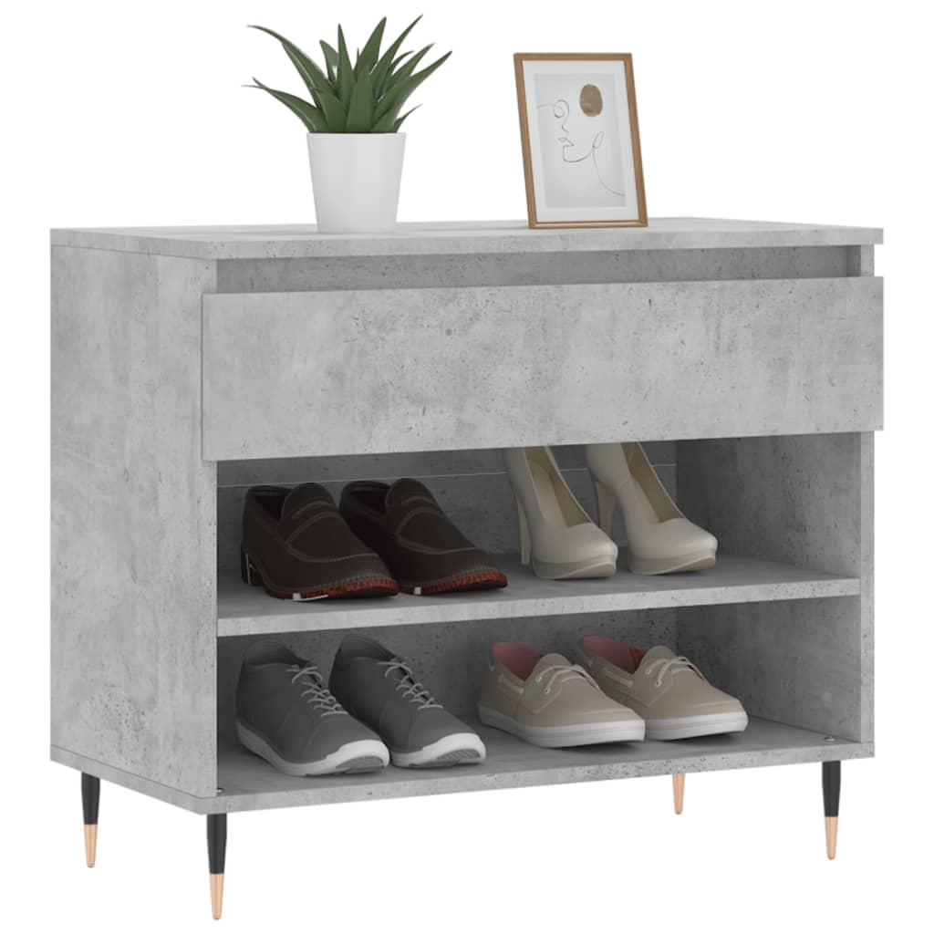 VIDAXL -Schuhschrank 70x36x60 cm verarbeiteter Holzbeton-Schiebe