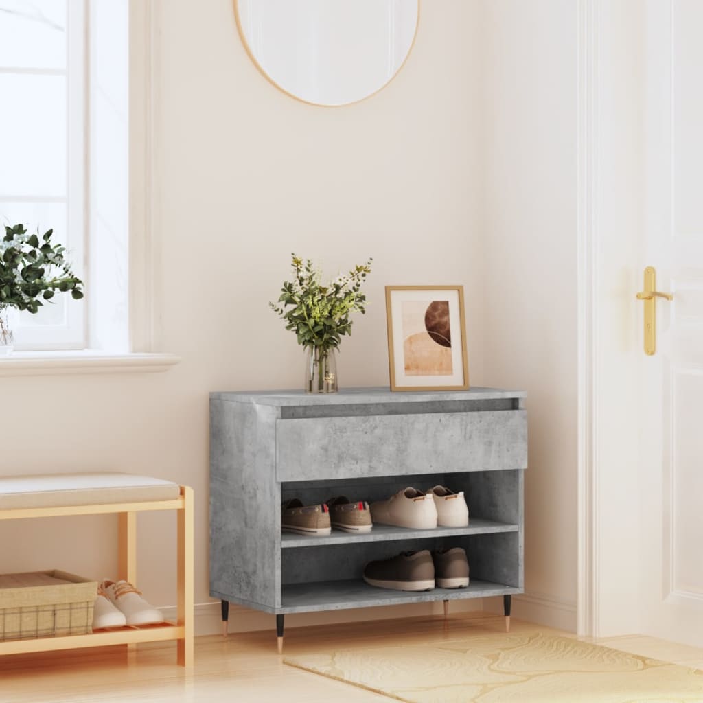 VIDAXL -Schuhschrank 70x36x60 cm verarbeiteter Holzbeton-Schiebe