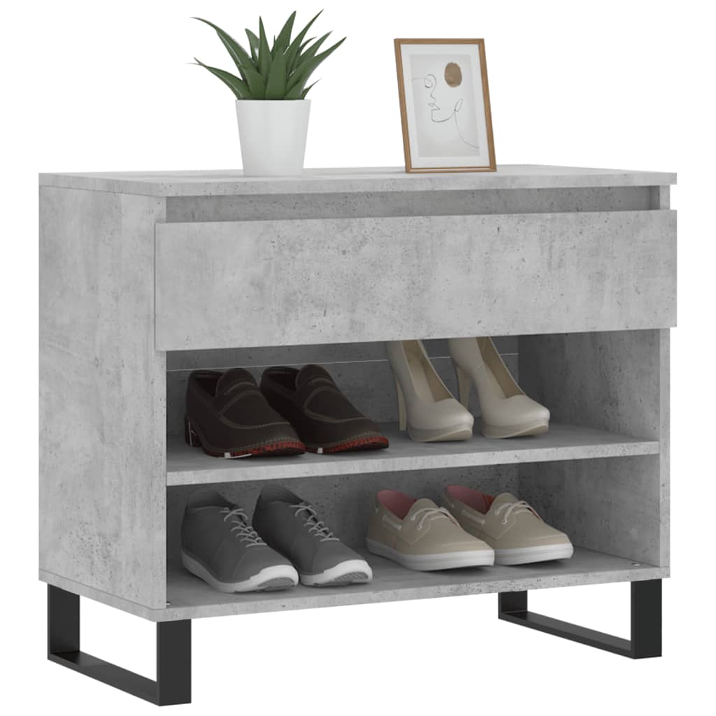 VIDAXL -Schuhschrank 70x36x60 cm verarbeiteter Holzbeton-Schiebe