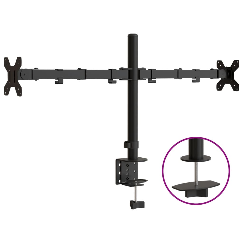 VidaXL Monitorständer, doppelt VESA 75/100 mm, Stahl, Schwarz