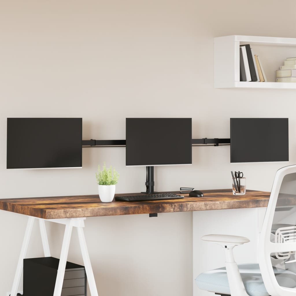 VidaXL Monitorständer, dreifach faltbar, VESA 75-100 mm, Stahl, Schwarz