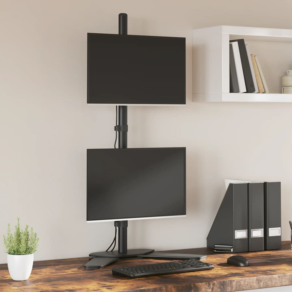 VidaXL Monitorständer, doppelt VESA 75/100 mm, Stahl, Schwarz