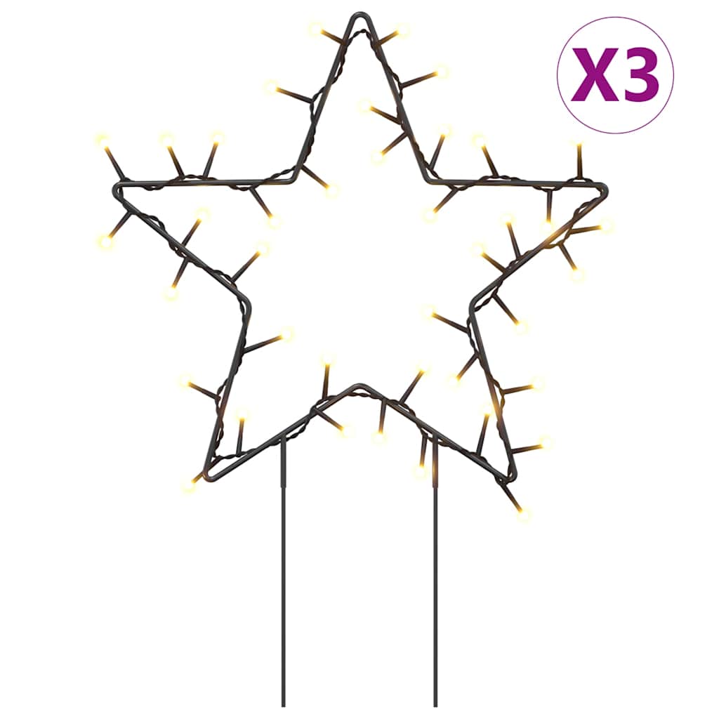 VidaXL Weihnachtsstern-Lichterkette, 3 Stück mit Erdspießen, 50 LEDs, 29 cm