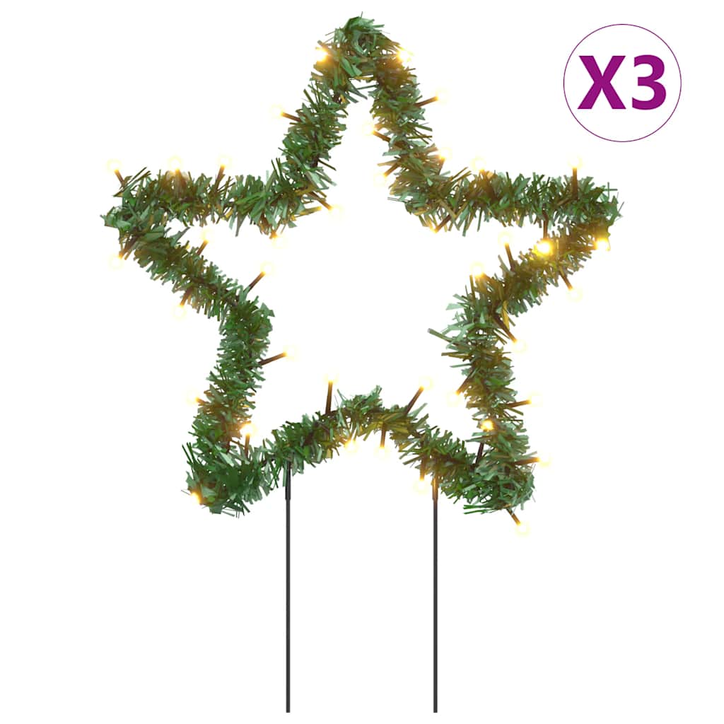 VidaXL Weihnachtsstern-Lichterkette, 3 Stück mit Erdspießen, 50 LEDs, 29 cm