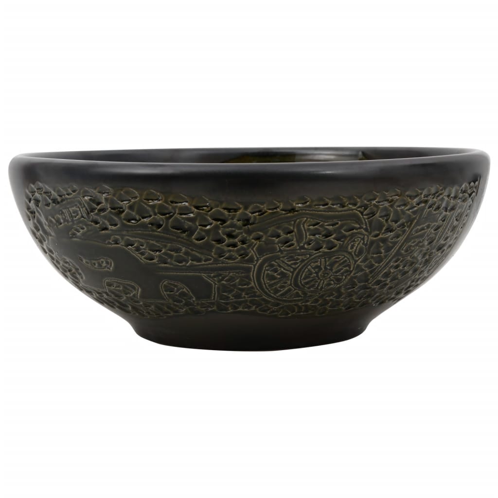 Vidaxl opzetwasbak rond φ41x14 cm keramiek zwart