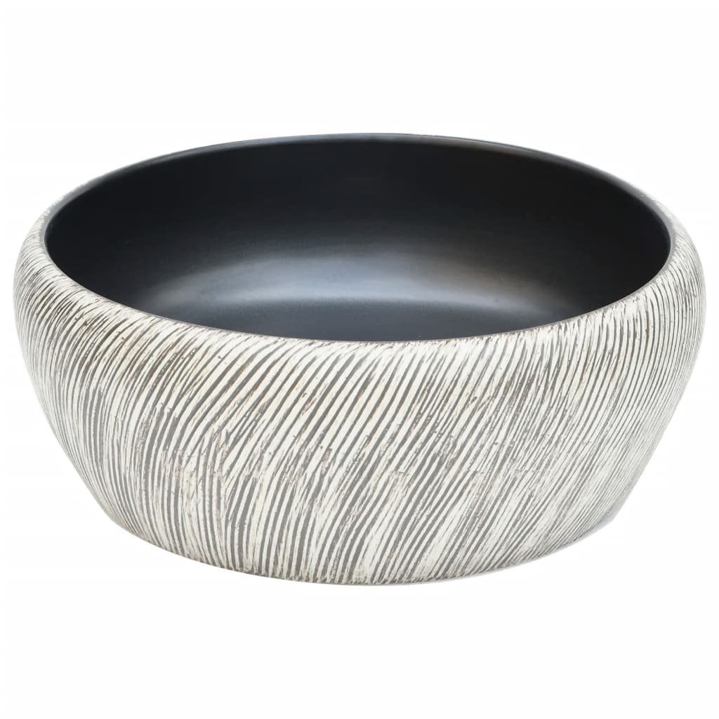 Vidaxl opzetwasbak rond φ41x14 cm keramiek zwart en grijs