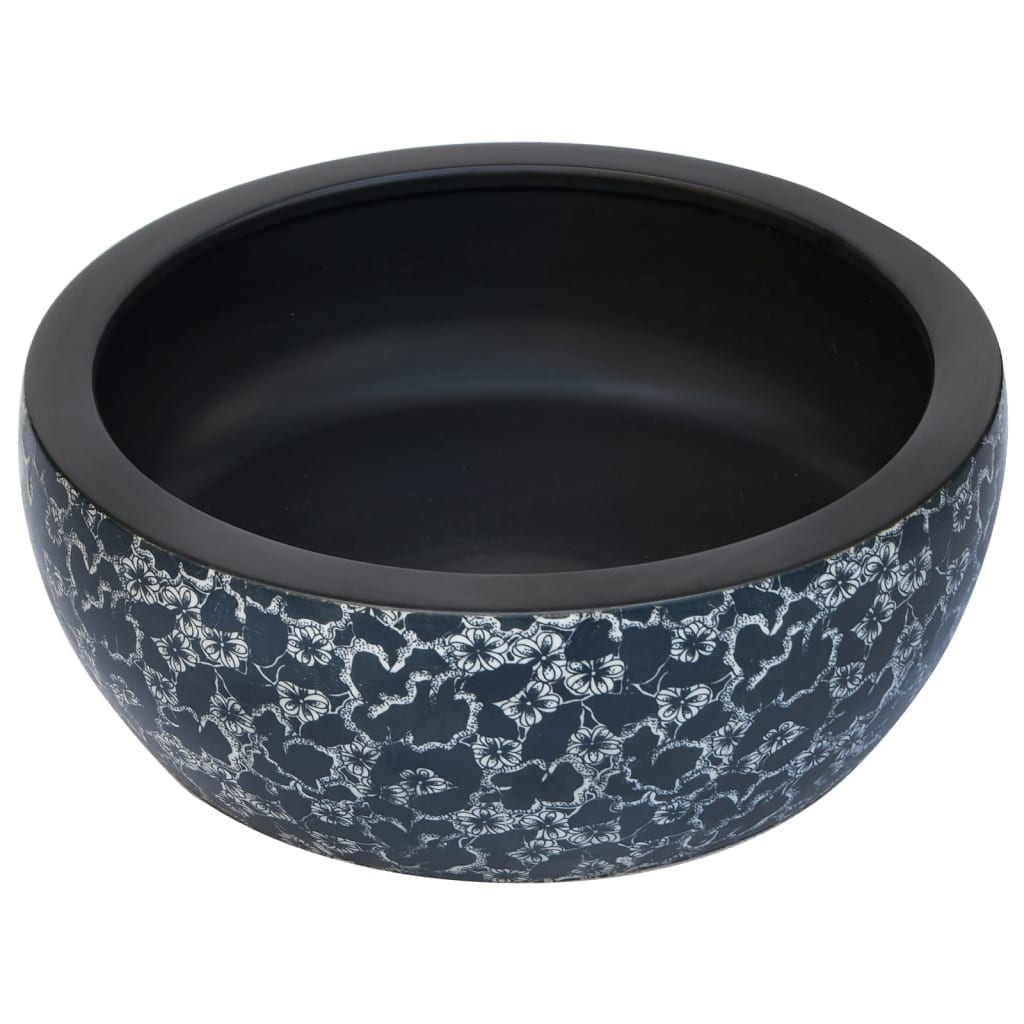Vidaxl -Straktion Waschmaschine Rindfleisch φ41x14 cm Keramik schwarz und blau