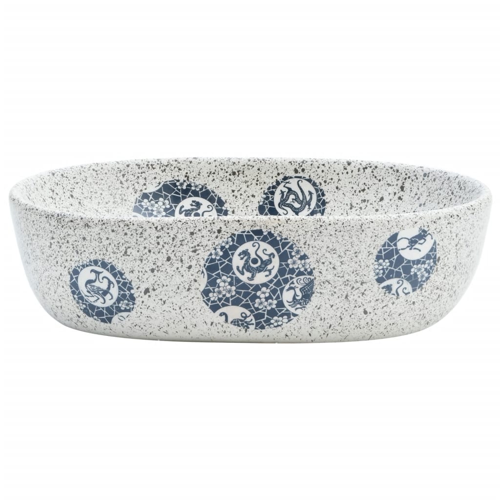 VidaXL Structure Waker oval 47x33x13 cm Keramikgrau und Blau