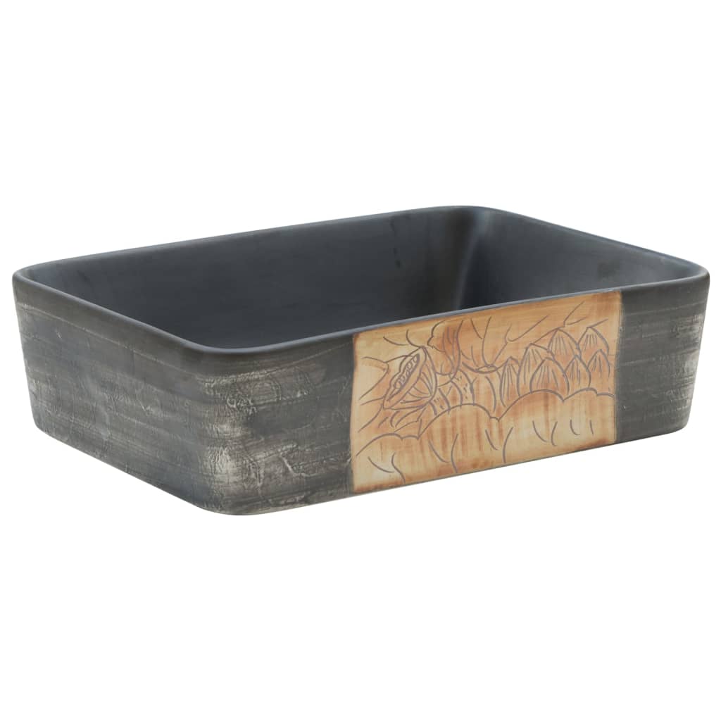 Vidaxx Straight Waschbok rechteckig 46x35,5x13 cm Keramik schwarz und braun