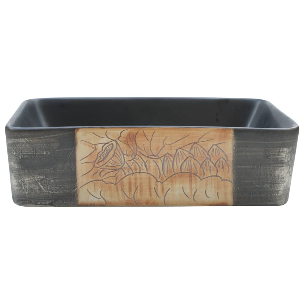 Vidaxx Straight Waschbok rechteckig 46x35,5x13 cm Keramik schwarz und braun