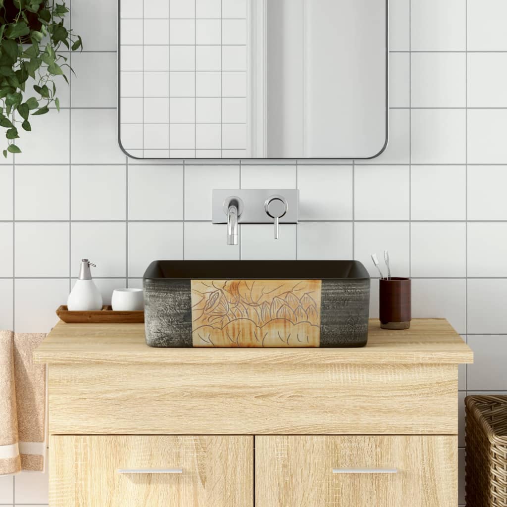Vidaxx Straight Waschbok rechteckig 46x35,5x13 cm Keramik schwarz und braun