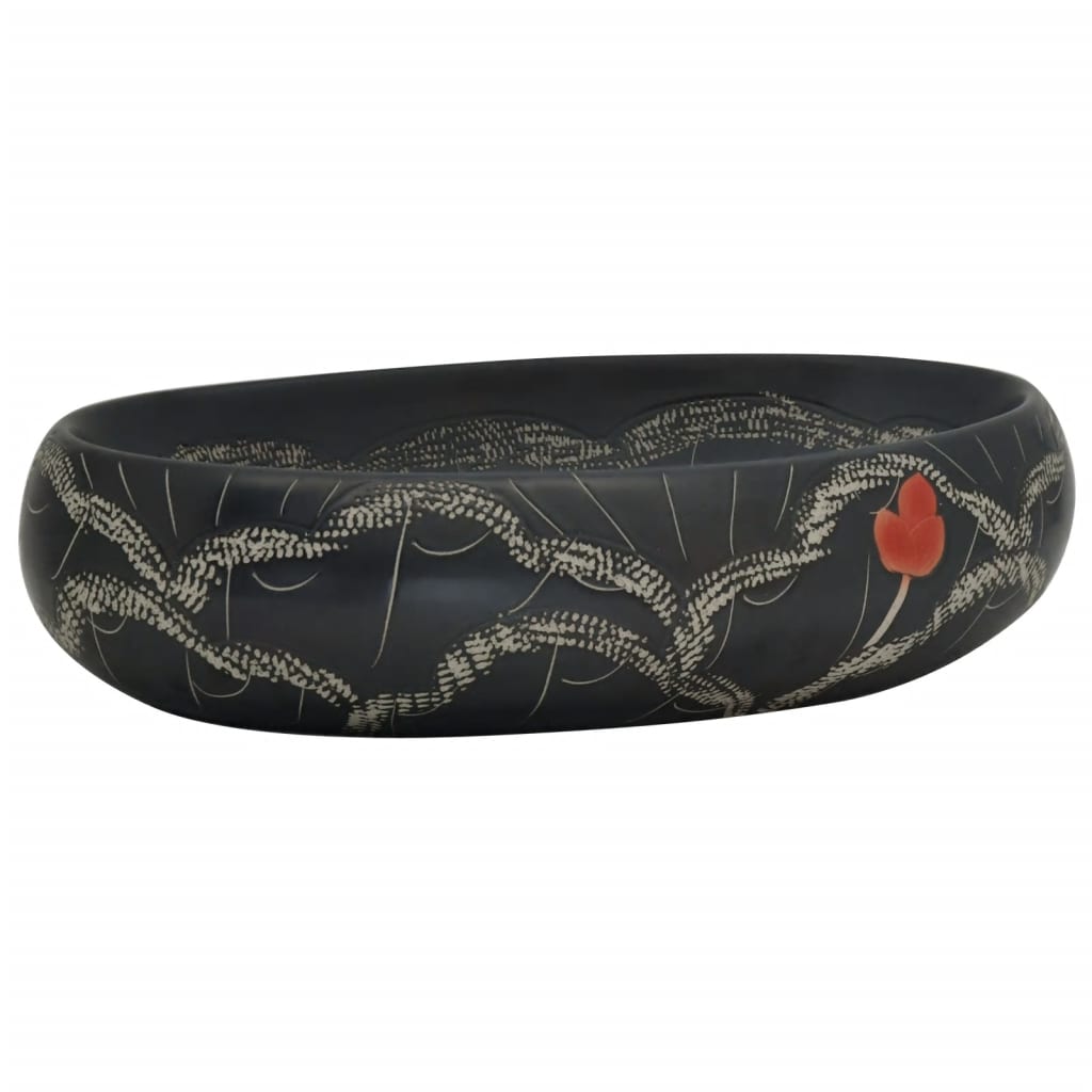 Vidaxl Structure Waker oval 59x40x15 cm Keramikschwarz