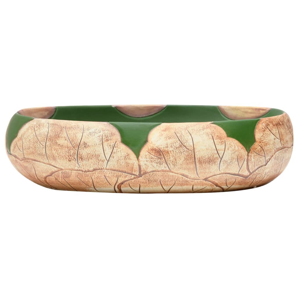 VIDAXL STRACTION WASKER OVAL 59 x 40 x 15 cm Keramikgrün und Braun