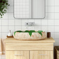 VIDAXL STRACTION WASKER OVAL 59 x 40 x 15 cm Keramikgrün und Braun