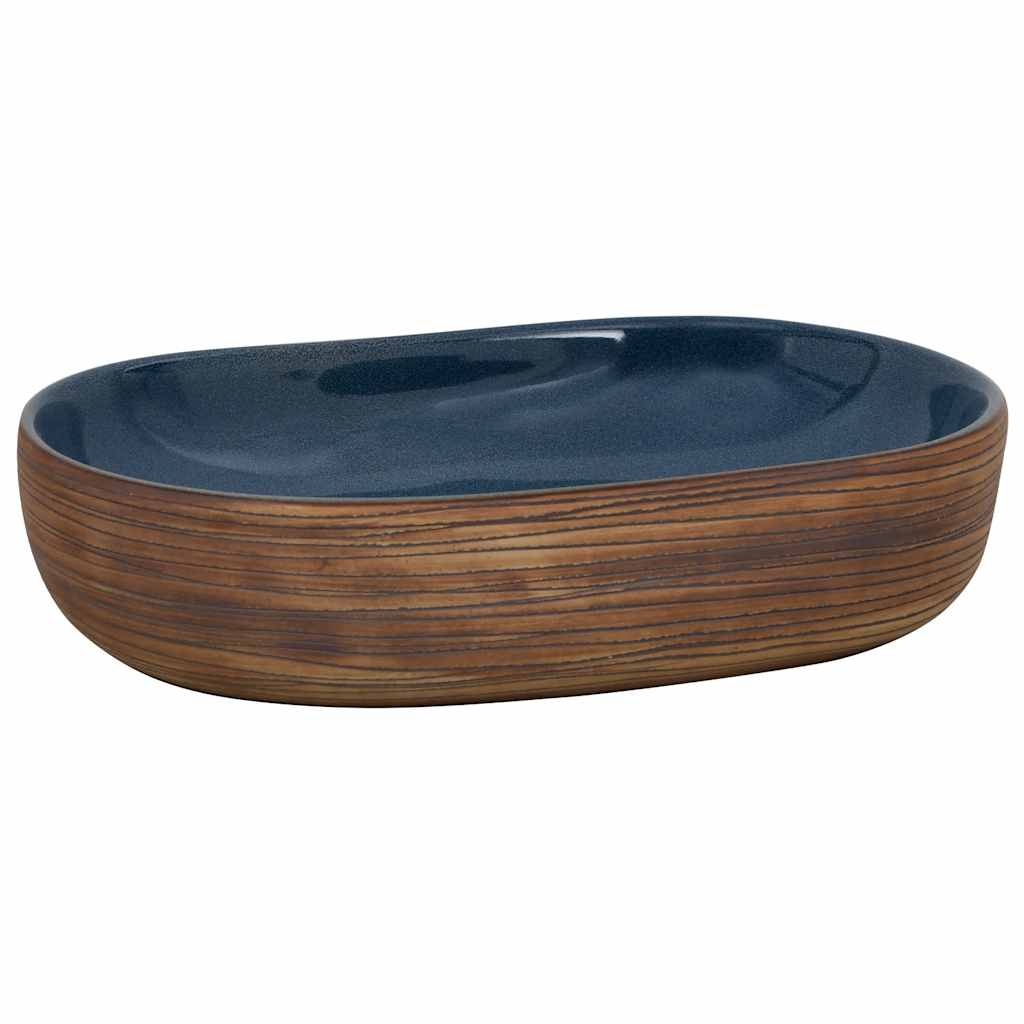 VIDAXL STRACTION WASKER OVAL 59 x 40 x 14 cm Keramikbraun und Blau