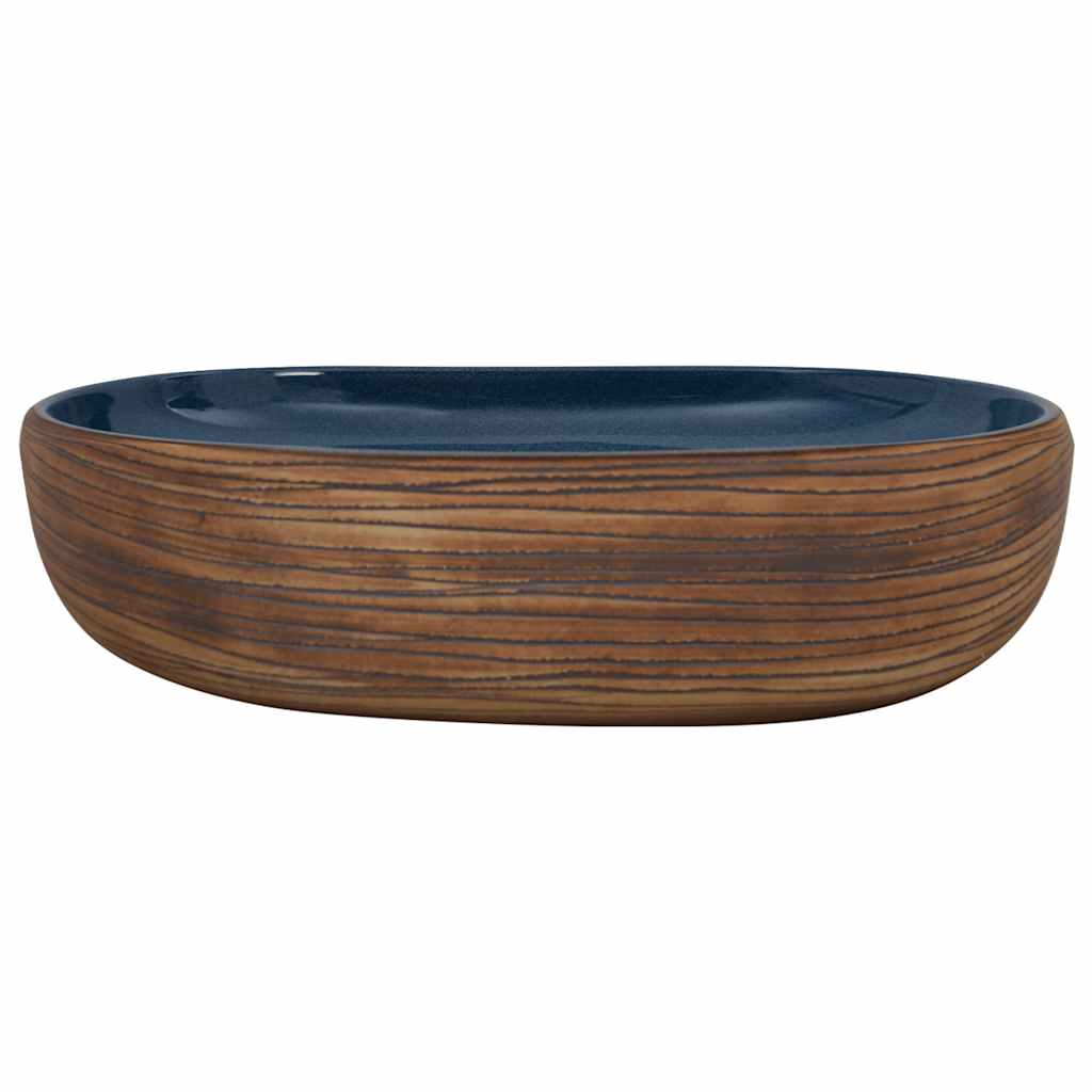 VIDAXL STRACTION WASKER OVAL 59 x 40 x 14 cm Keramikbraun und Blau