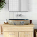 VIDAXL STRACT WASH BAN OVAL 59X40X14 CM Keramik Sand - gegelt und blau
