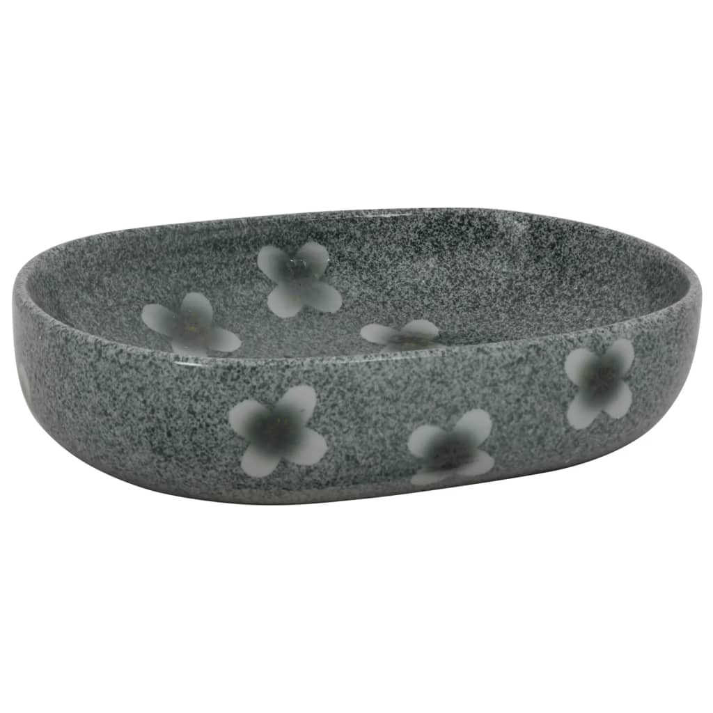VIDAXL -Straktion Waschmaschine Oval 59 x 40 x 14 cm Keramikblau