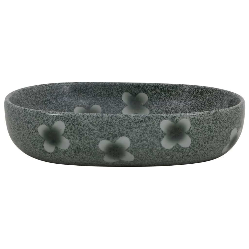Vidaxl opzetwasbak ovaal 59x40x14 cm keramiek blauw