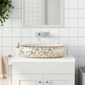 Vidaxl opzetwasbak ovaal 59x40x15 cm keramiek wit en goud