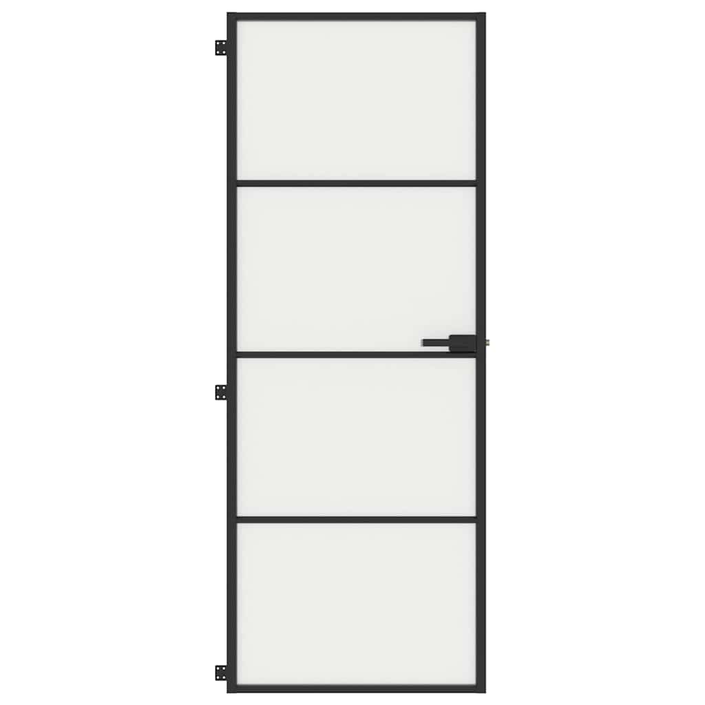 Vidaxl binnendeur smal 76x201,5 cm gehard glas en aluminium zwart