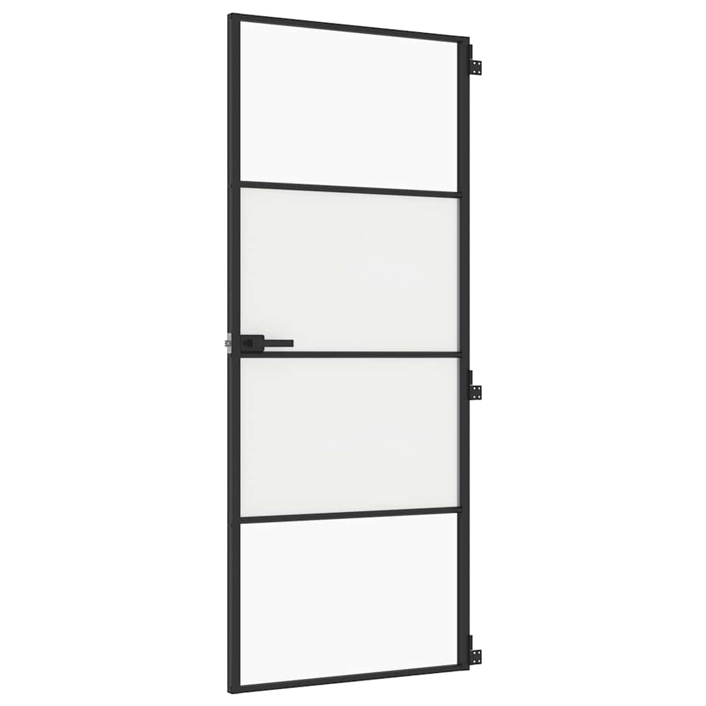 Vidaxl binnendeur smal 83x201,5 cm gehard glas en aluminium zwart
