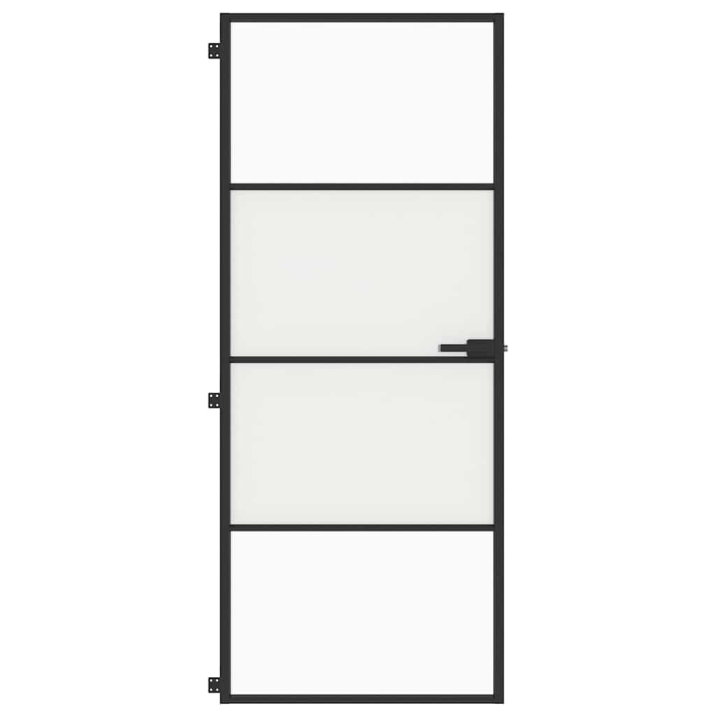 Vidaxl Innentür schmal 83x201,5 cm gehärtetes Glas und Aluminium schwarz