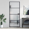 Vidaxl Innentür schmal 83x201,5 cm gehärtetes Glas und Aluminium schwarz