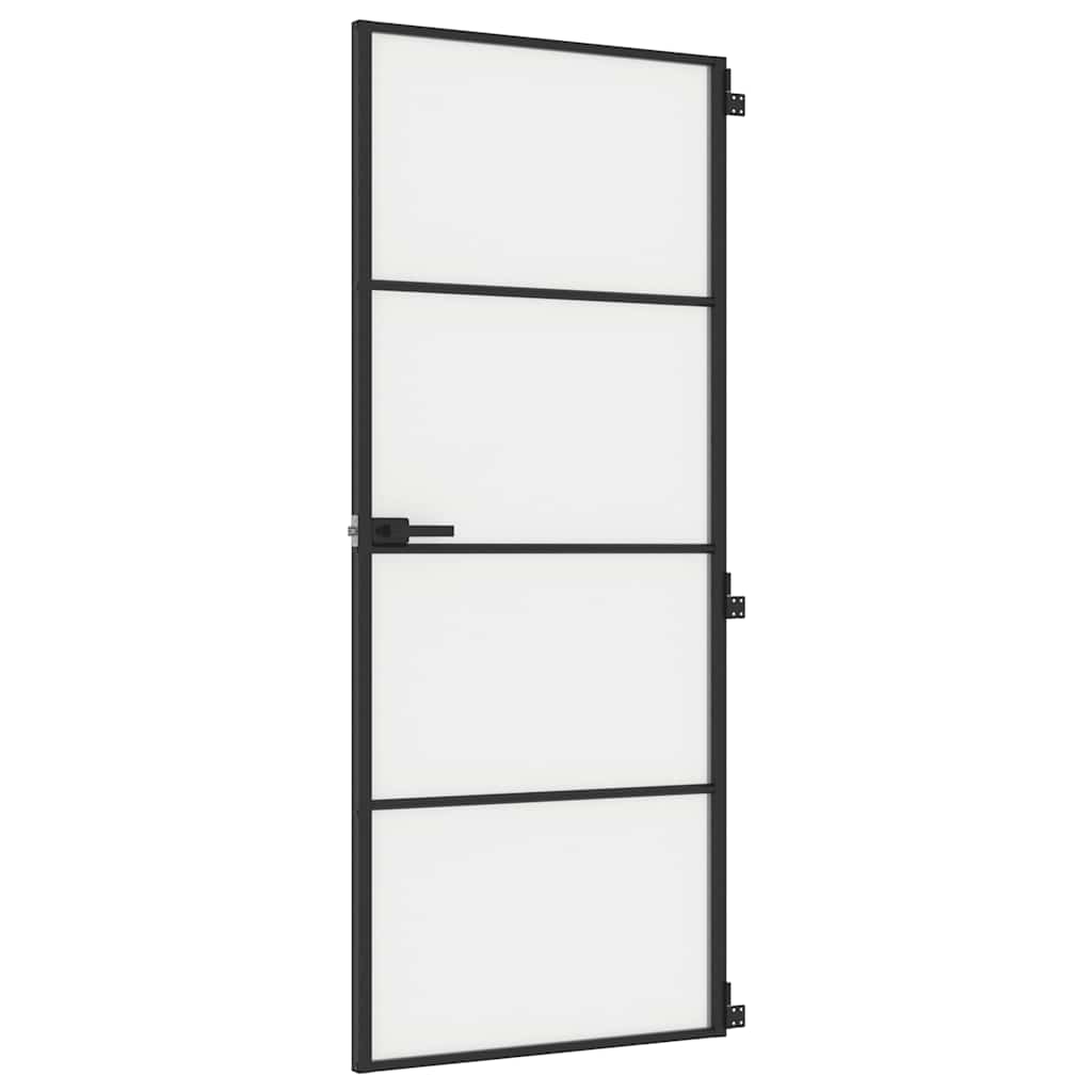 Vidaxl binnendeur smal 83x201,5 cm gehard glas en aluminium zwart