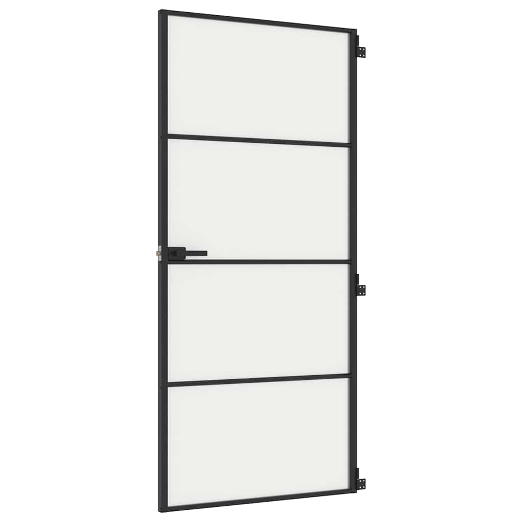 Vidaxl binnendeur smal 93x201,5 cm gehard glas en aluminium zwart