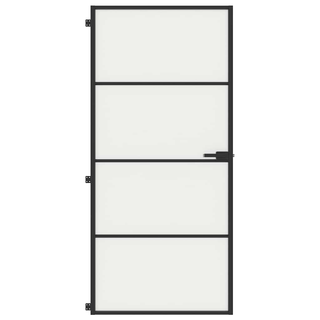 Vidaxl binnendeur smal 93x201,5 cm gehard glas en aluminium zwart