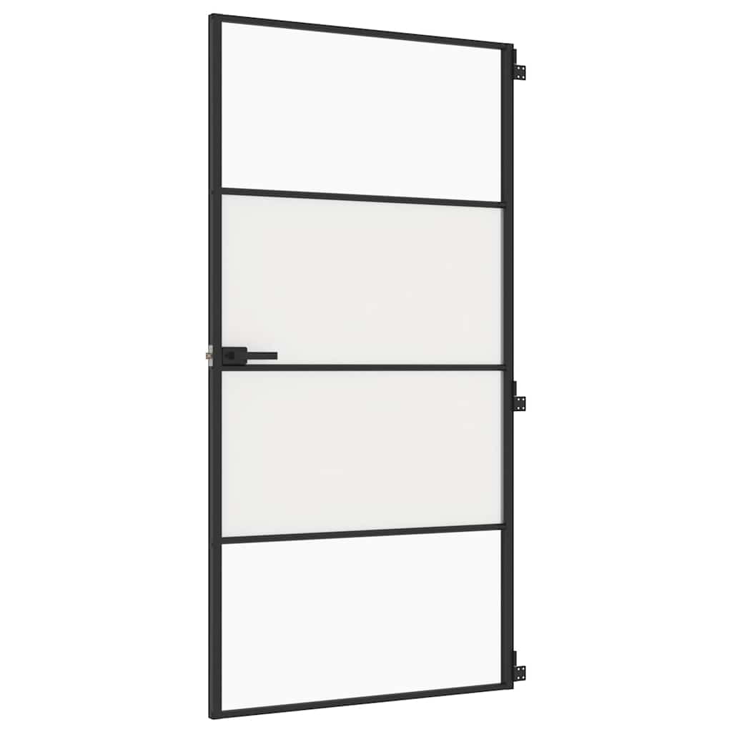 Vidaxl Innentür schmal 102,5 x 20,5 cm gehärtetes Glas und Aluminium schwarz