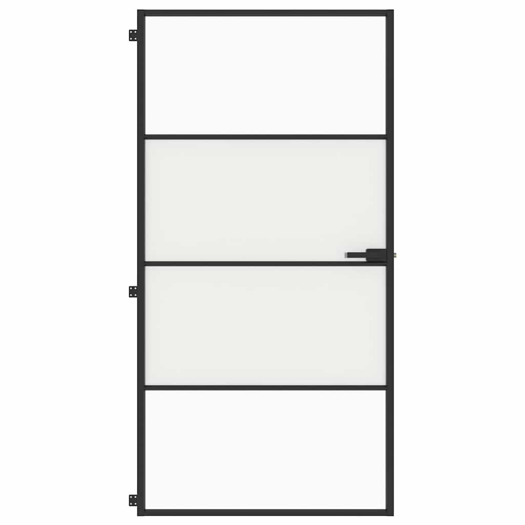 Vidaxl binnendeur smal 102,5x201,5 cm gehard glas en aluminium zwart