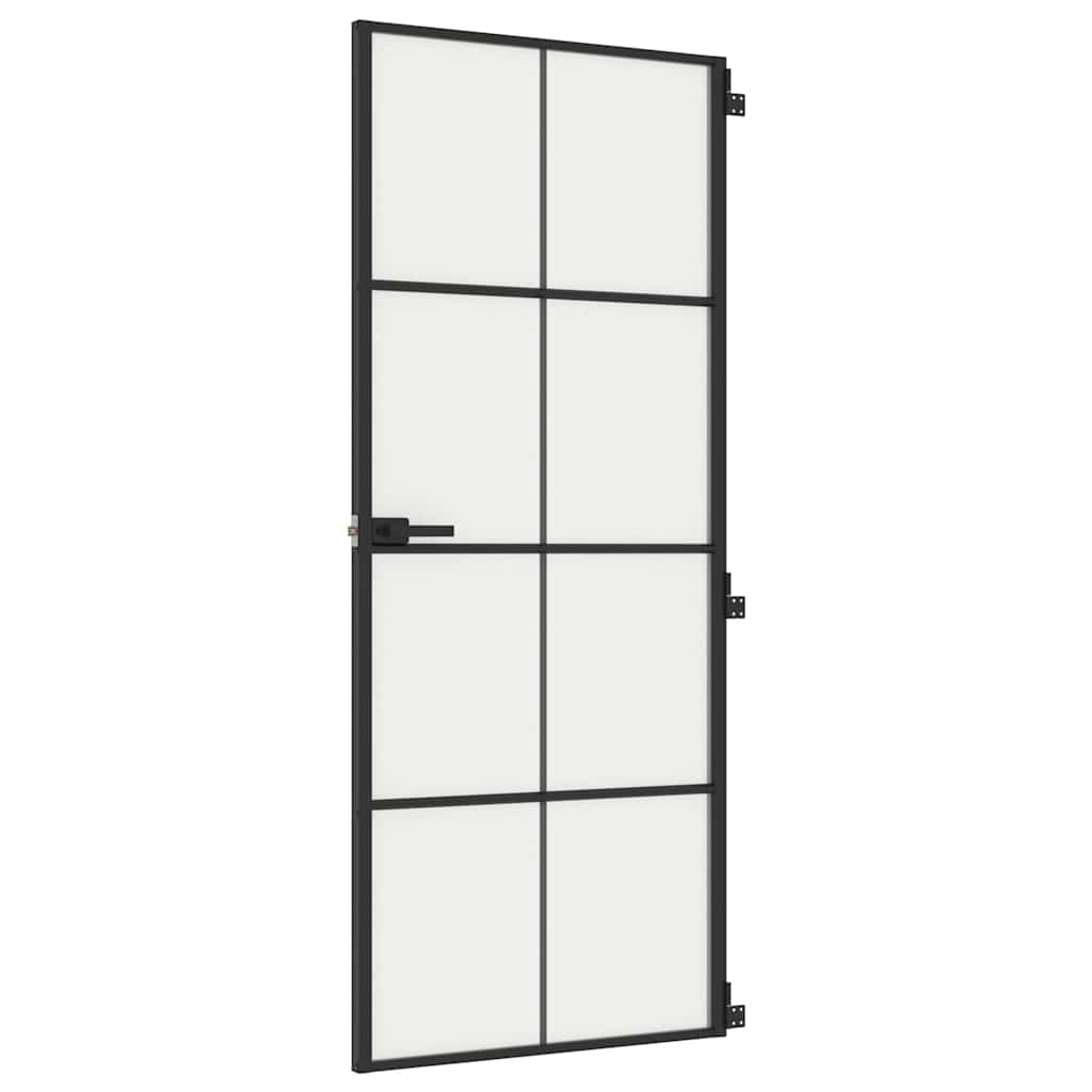 Vidaxl Innentür schmal 83x201,5 cm gehärtetes Glas und Aluminium schwarz