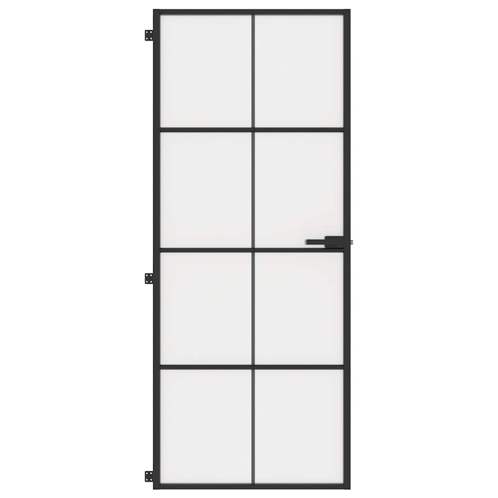 Vidaxl Innentür schmal 83x201,5 cm gehärtetes Glas und Aluminium schwarz