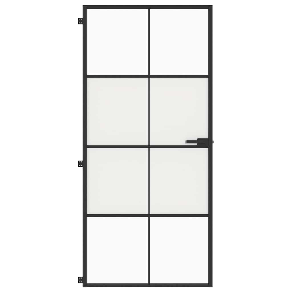 Vidaxl Innentür schmal 93x201,5 cm gehärtetes Glas und Aluminium schwarz