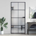 Vidaxl Innentür schmal 93x201,5 cm gehärtetes Glas und Aluminium schwarz