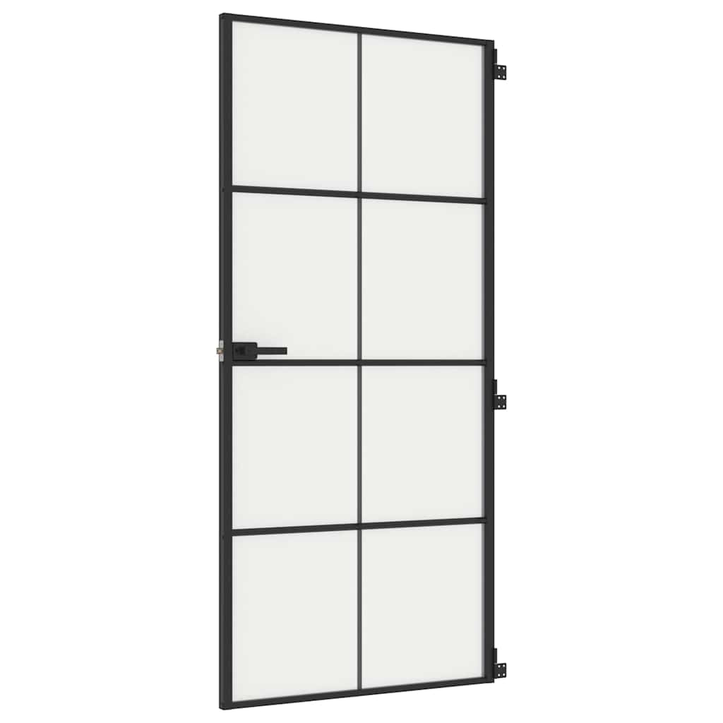 Vidaxl binnendeur smal 93x201,5 cm gehard glas en aluminium zwart