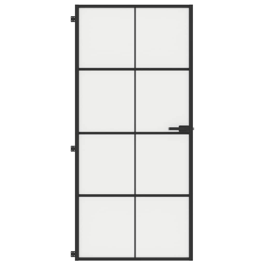 Vidaxl Innentür schmal 93x201,5 cm gehärtetes Glas und Aluminium schwarz
