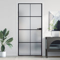 Vidaxl Innentür schmal 93x201,5 cm gehärtetes Glas und Aluminium schwarz
