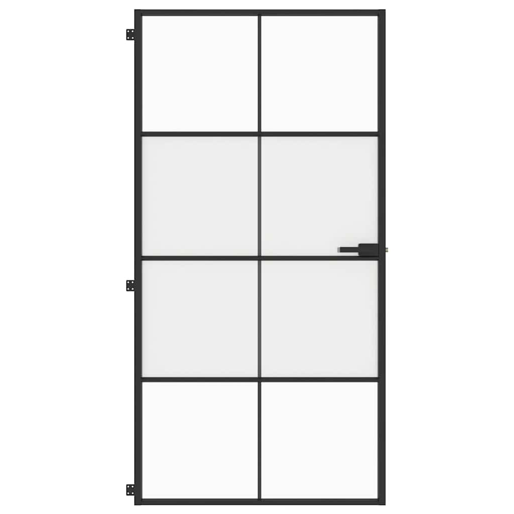Vidaxl binnendeur smal 102,5x201,5 cm gehard glas en aluminium zwart