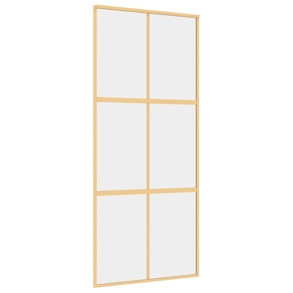 Vidaxl schuifdeur 90x205 cm helder esg-glas en aluminium goudkleurig