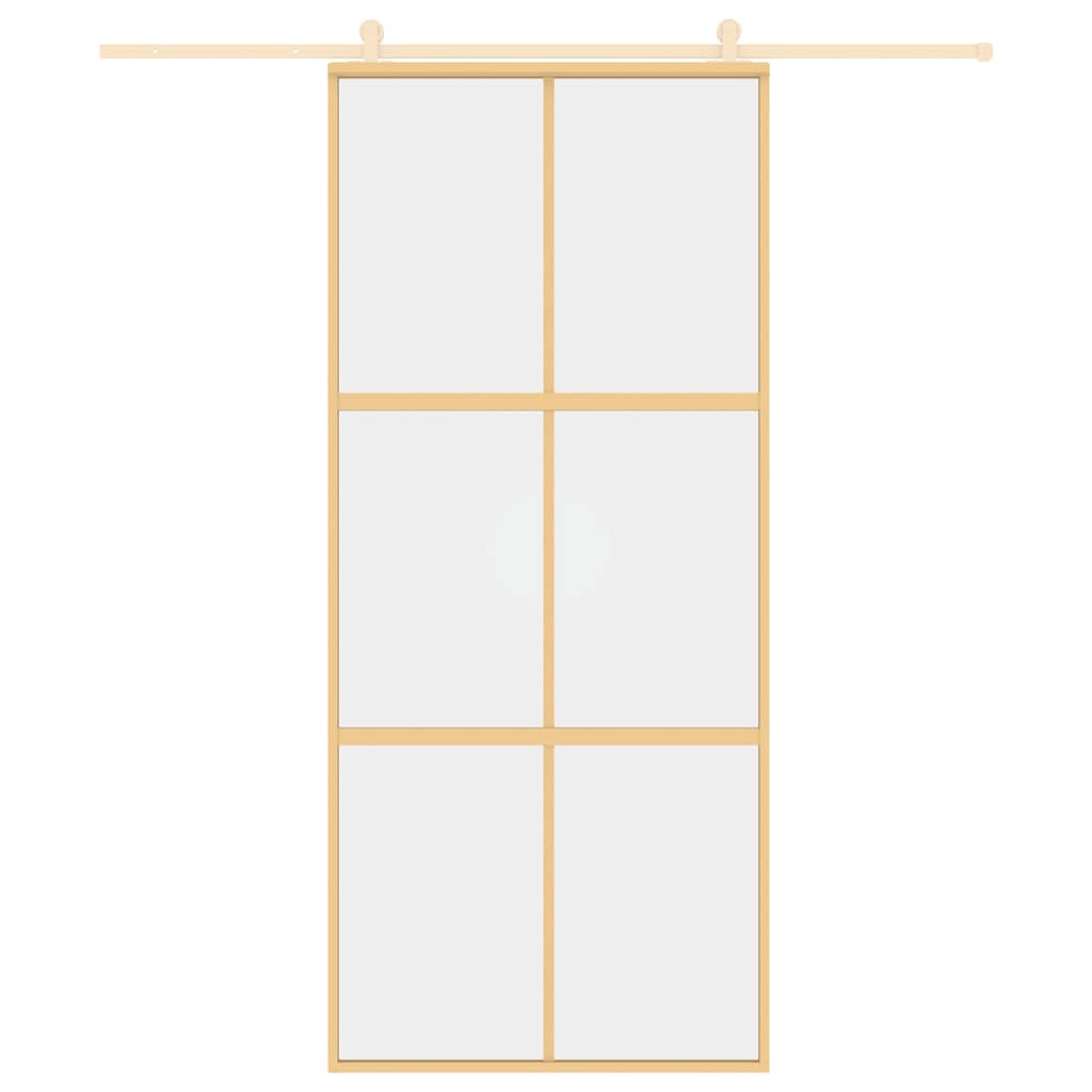 Vidaxl schuifdeur 90x205 cm helder esg-glas en aluminium goudkleurig