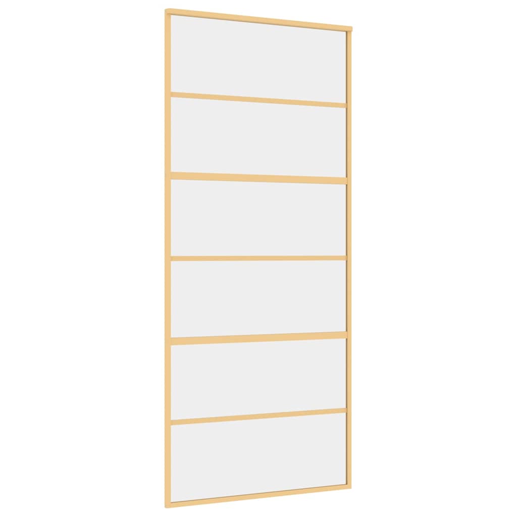 Vidaxl schuifdeur 90x205 cm helder esg-glas en aluminium goudkleurig