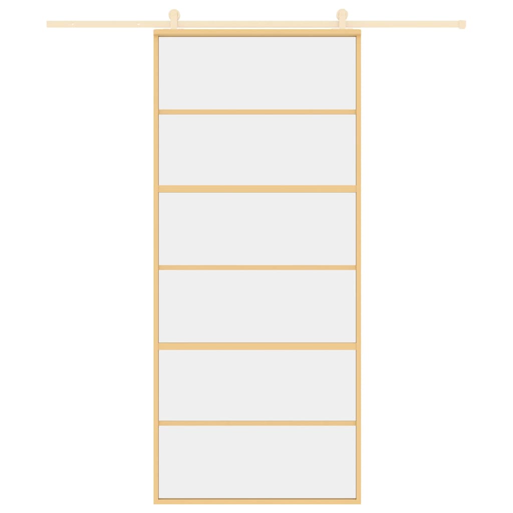 Vidaxl schuifdeur 90x205 cm helder esg-glas en aluminium goudkleurig
